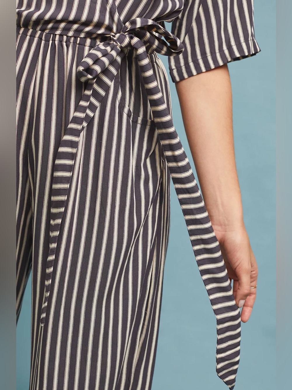 Anthropologie BEACHGOLD Wrap Wide-Leg Jumpsuit - Black & White XS - Picture 3 of 6
